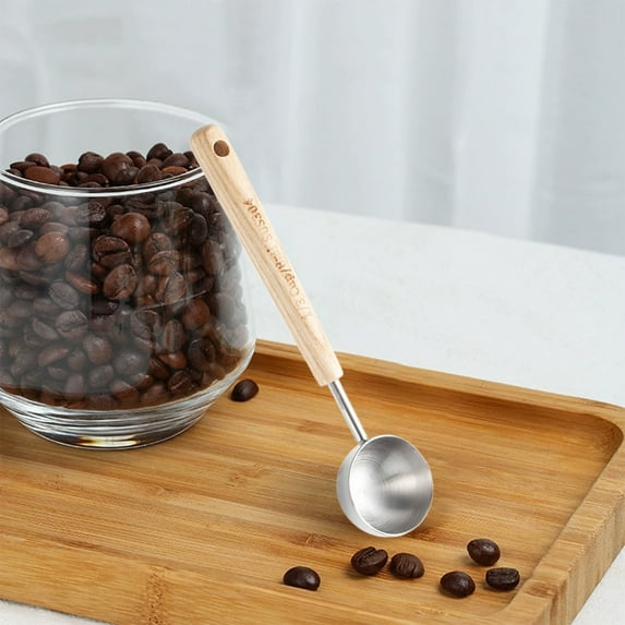 WZXPWT Stainless Steel Coffee Measuring Spoon, Wooden Handle Tea & Baking Food Scoop – Versatile Seasoning & Milk Powder Auxiliary Spoon