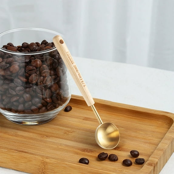 WZXPWT Stainless Steel Coffee Measuring Spoon, Wooden Handle Tea & Baking Food Scoop – Versatile Seasoning & Milk Powder Auxiliary Spoon