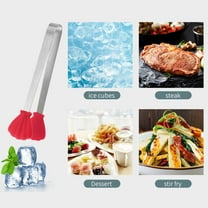 WZXPWT Stainless Steel Silicone Clamps, Mini Ice Cubes Tongs, Coffee Cubes Clips, Food-Grade Kitchen Serving Tongs (12.5cm)