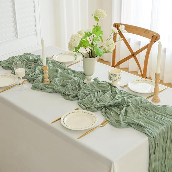 WZXPWT Tablecloth, Elegant Crepe Table Flags for Dining, Pleated Gauze Table Covers for Events, Solid Color Table Decorations for Parties
