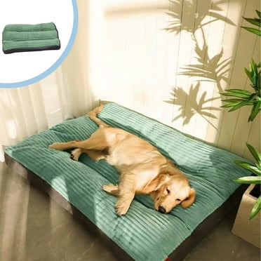 WZXPWT Thickened Winter Warm Dog Bed, 19"x24" Removable Washable Pet Kennel Mat - Non-Slip Stain-Resistant Corduroy Dog Mat for Medium/Large Dogs(Green)
