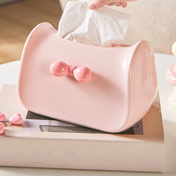 WZXPWT Tissue Box, Decorative Tissue Holder with Unique Bow Tie Design, Stylish Tissue Dispenser for Home and Office, Functional Paper Towel Box for Living Room or Bathroom