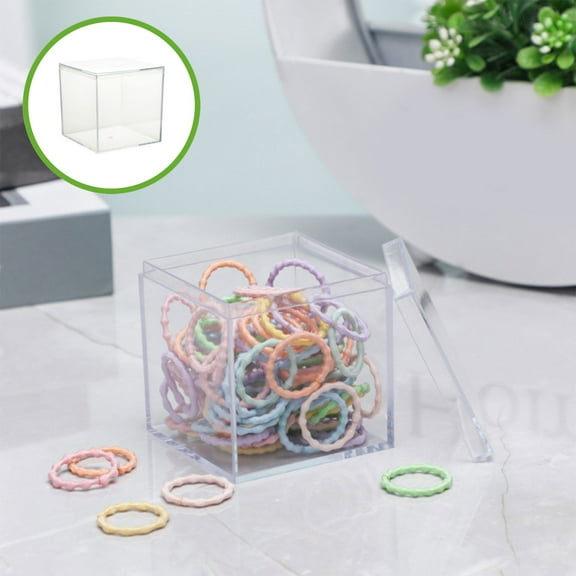 WZXPWT Transparent Acrylic Storage Box, Plastic Lid Organizer for Toys and Gifts, Clear Candy Container with Cover, Multi-Purpose Display Case (3.94 Inch)