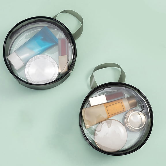 WZXPWT Travel Portable Transparent Cosmetic Bag, Mini Storage Pouch for Makeup and Jewelry, Waterproof Round Toiletry Organizer