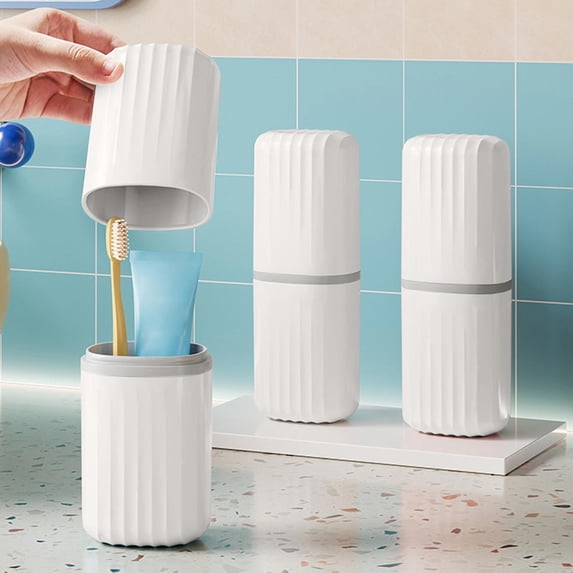 WZXPWT Travel Toothbrush Holder, Durable Plastic Case, Multifunctional Toothbrush and Toothpaste Organizer, Ideal for Camping and Business Trips, Lightweight and Portable(White)