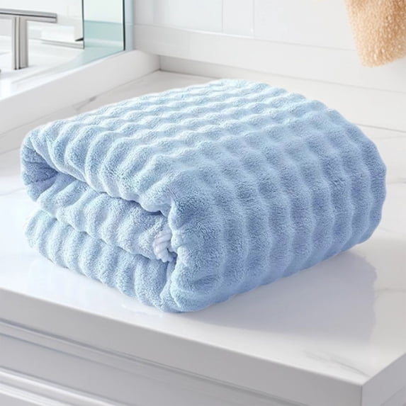 WZXPWT Velvet Bath Towel, 14"x30" Soft Fleece Towel, Highly Absorbent and Quick-Drying, Ideal for Shower, Pool, or Beach Use, Perfect Addition to Your Linen Collection(Blue)