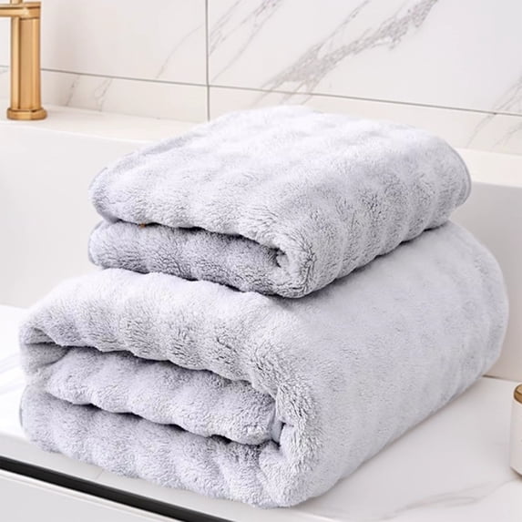 WZXPWT Velvet Bath Towel, 14"x30" Soft Fleece Towel, Highly Absorbent and Quick-Drying, Ideal for Shower, Pool, or Beach Use, Perfect Addition to Your Linen Collection(Gray)