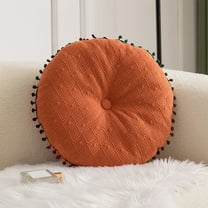 WZXPWT Velvet Throw Pillow, 16"x16" Decorative Cushion for Sofa/Bed/Office - Plush Round Tassel Pillowcase with Inner Filling & Washable Cover(Orange)
