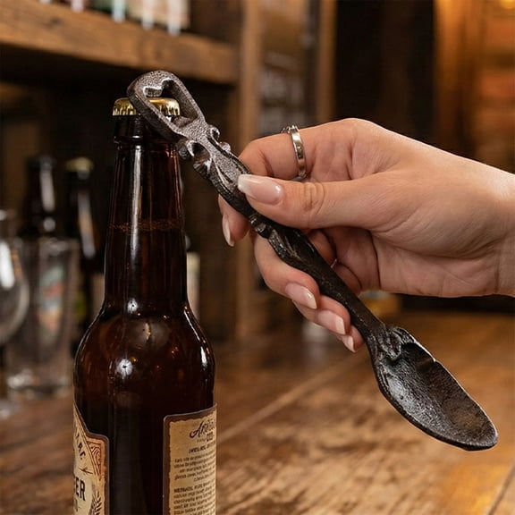 WZXPWT Vintage Cast Iron Utensil Wall Decor, Sturdy Iron Construction, Unique Bottle Openers with Rustic Design, Ideal for Farmhouse and Cottage Kitchens, Perfect for Dining and Bar Areas