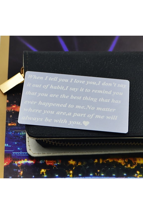 Wallet Insert Card, Stainless Steel Couple Gift, Anniversary & Valentine's Day Present for Husband or Wife