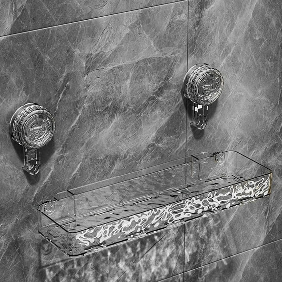 WZXPWT Water Ripple Suction Cup Storage Rack, No-Drill Wall Mounted Organizer, Multi-Sized Bathroom Shelf with Drainage Holes for Toiletries & Accessories