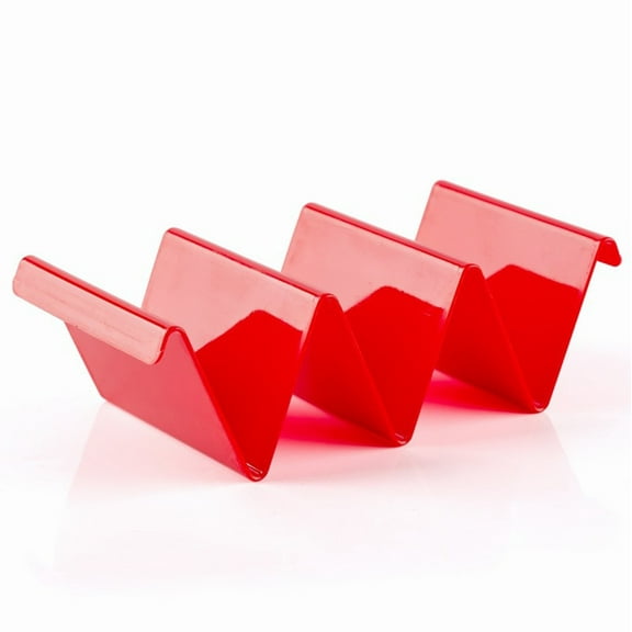 WZXPWT Wavy Design Multicolor Taco Holder Tray, Reusable Plastic Burrito Stand for Parties/Home, Corrugated Quesadilla Serving Utensil with Non-Slip Base(Red)