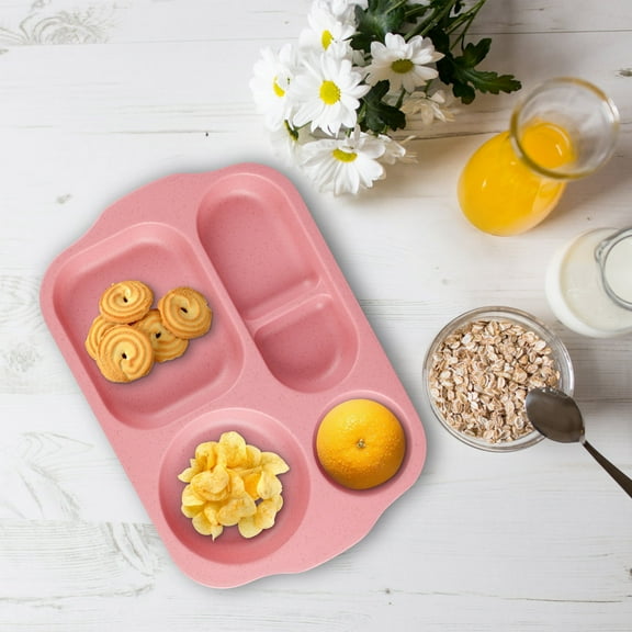 WZXPWT Wheat Straw Children's Meal Plates, Student Five-Section Partition Tableware for Cafeteria and Family Use - Durable, Easy-to-Clean Multi Lunch Plates with Balanced Diet Zoning