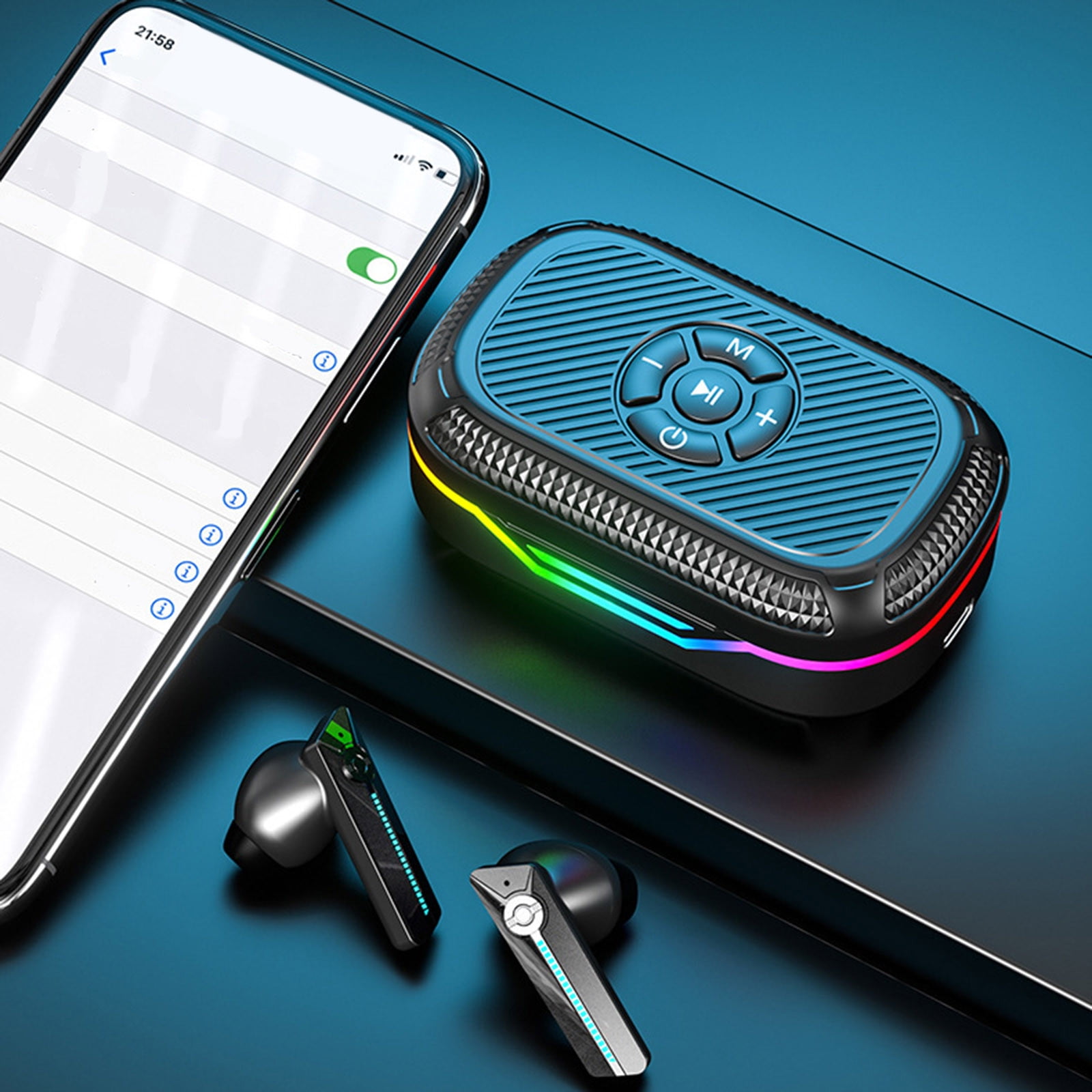 WZXPWT Wireless Bluetooth Earphones with RGB Light Effect, MP3 Playback