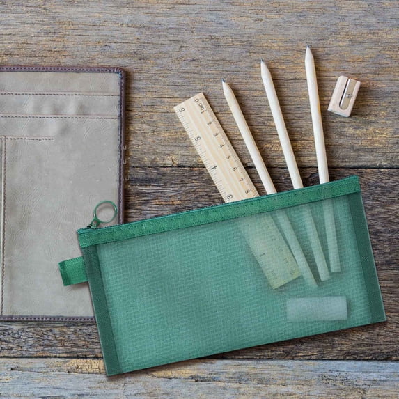 WZXPWT Zipper Storage Bag, Transparent Mesh Pencil Case, Durable Nylon Pouch, Multi-Purpose Cosmetic Organizer