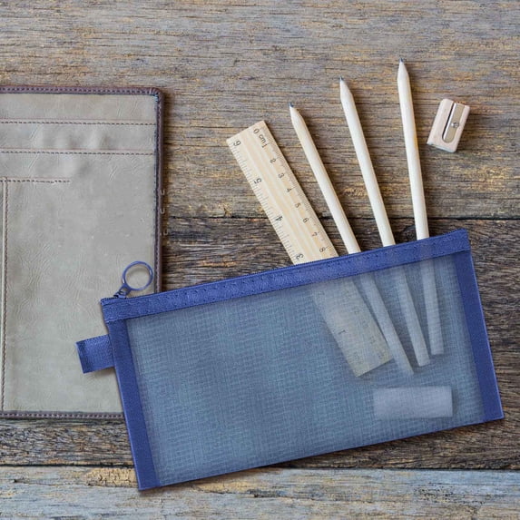 WZXPWT Zipper Storage Bag, Transparent Mesh Pencil Case, Durable Nylon Pouch, Multi-Purpose Cosmetic Organizer