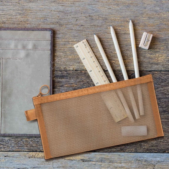 WZXPWT Zipper Storage Bag, Transparent Mesh Pencil Case, Durable Nylon Pouch, Multi-Purpose Cosmetic Organizer
