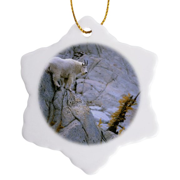 3drose, Wa, Enchantment Lakes, Mountain Goats, Granite Print - Us48 Jwi1306 - Jamie and Judy Wild, 3 inch Snowflake Porcelain Ornament