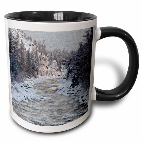 3drose, Wa, Leavenworth. Winter, Trees, Wenatchee River - Us48 Bja0284 - Jaynes Gallery, 11oz Two-tone Black Mug