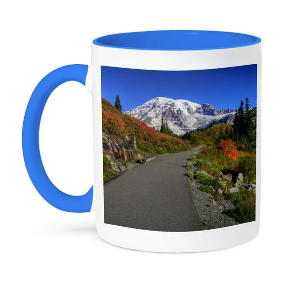 3dRose, WA, Mt Rainier NP, Paradise Valley path - US48 JWI3678 - Jamie and Judy Wild, 11oz Two-Tone Blue Mug