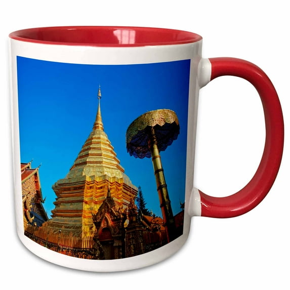 3drose, Wa Phra That Doi Suthep Rajvoravihara, Thailand-as36 Aje0195 - Adam Jones, 11oz Two-tone Red Mug