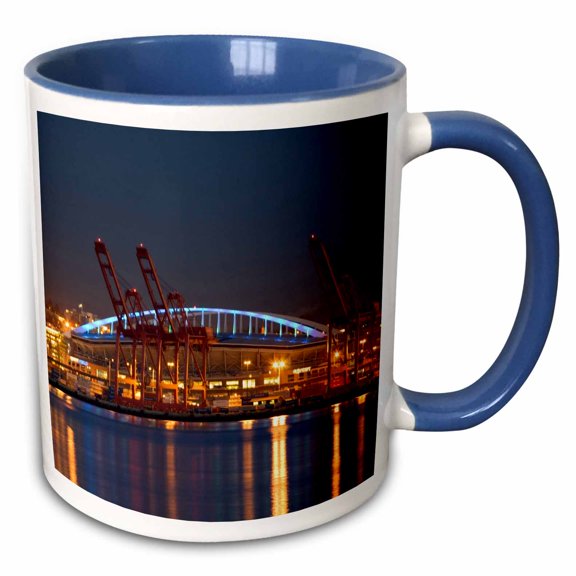 3drose, Wa, Seattle, Qwest Field and Elliott Bay - Us48 Jwi1089 - Jamie and Judy Wild, 11oz Two-tone Blue Mug