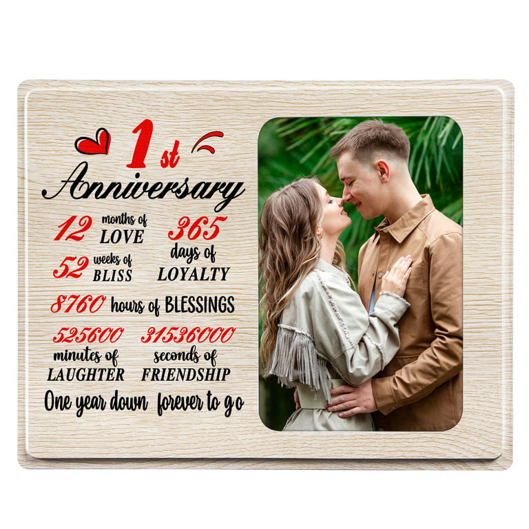 WaaHome 1 Year Anniversary Picture Frame Gifts for Boyfriend Girlfriends  Husband Wife,One Year Anniversary 1st Anniversary Photo Frame Gifts for
