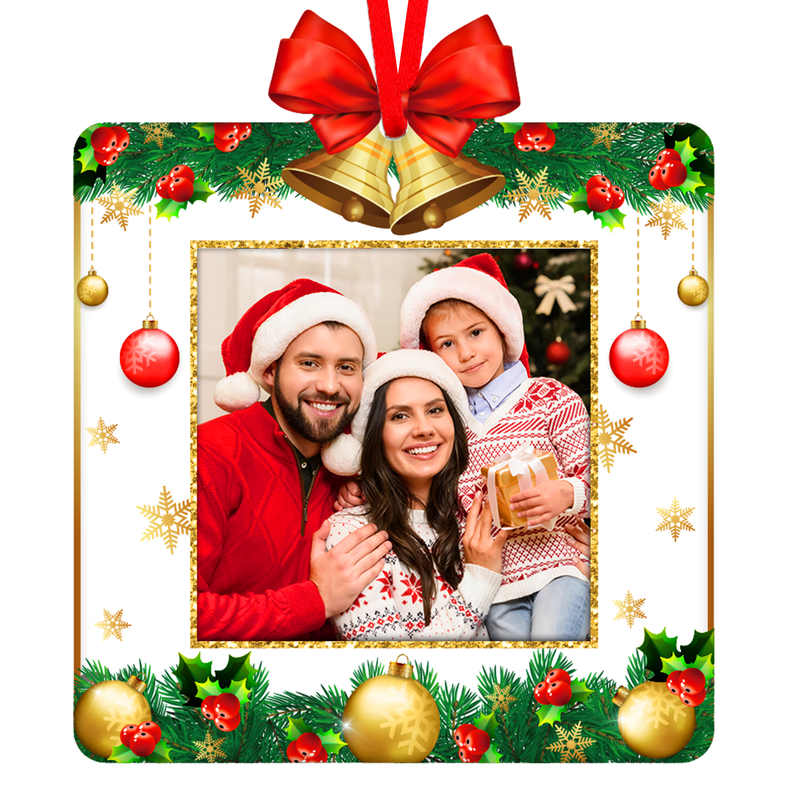 WaaHome 2024 Picture Frame Christmas Ornaments,Family Picture Frame Ornament for Christmas Tree Decorations,Personalized Christmas Photo Frame Ornament Christmas Keepsake Gifts