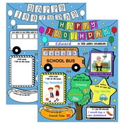 WaaHome 24PCS Happy 100th Day of School Posters DIY 100 Day of School Chart for Kids Students Coloring 100 Days Educational Chart All About Me Poster for Kindergarten Elementary Teacher Supplies