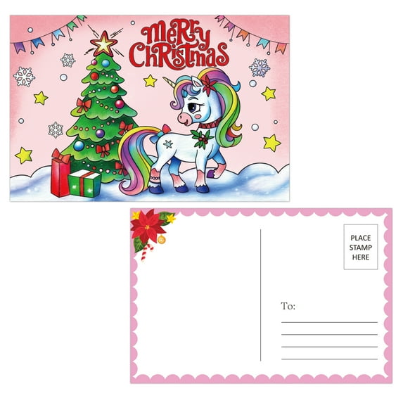 WaaHome 36 Pack Christmas Coloring Postcards Christmas Color Your Own Greeting Cards Blank Coloring Merry Christmas Cards for Kids Adults School Classroom Letter to Santa Crafts 4" x 6"