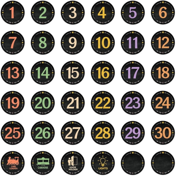 WaaHome 36PCS Line Up Spots for Classroom Floor - Chalkboard Style Floor Numbers for Classroom Lining Up Waterproof Adhesive Number Stickers Labels for Preschool/Kindergarten/Elementary to School