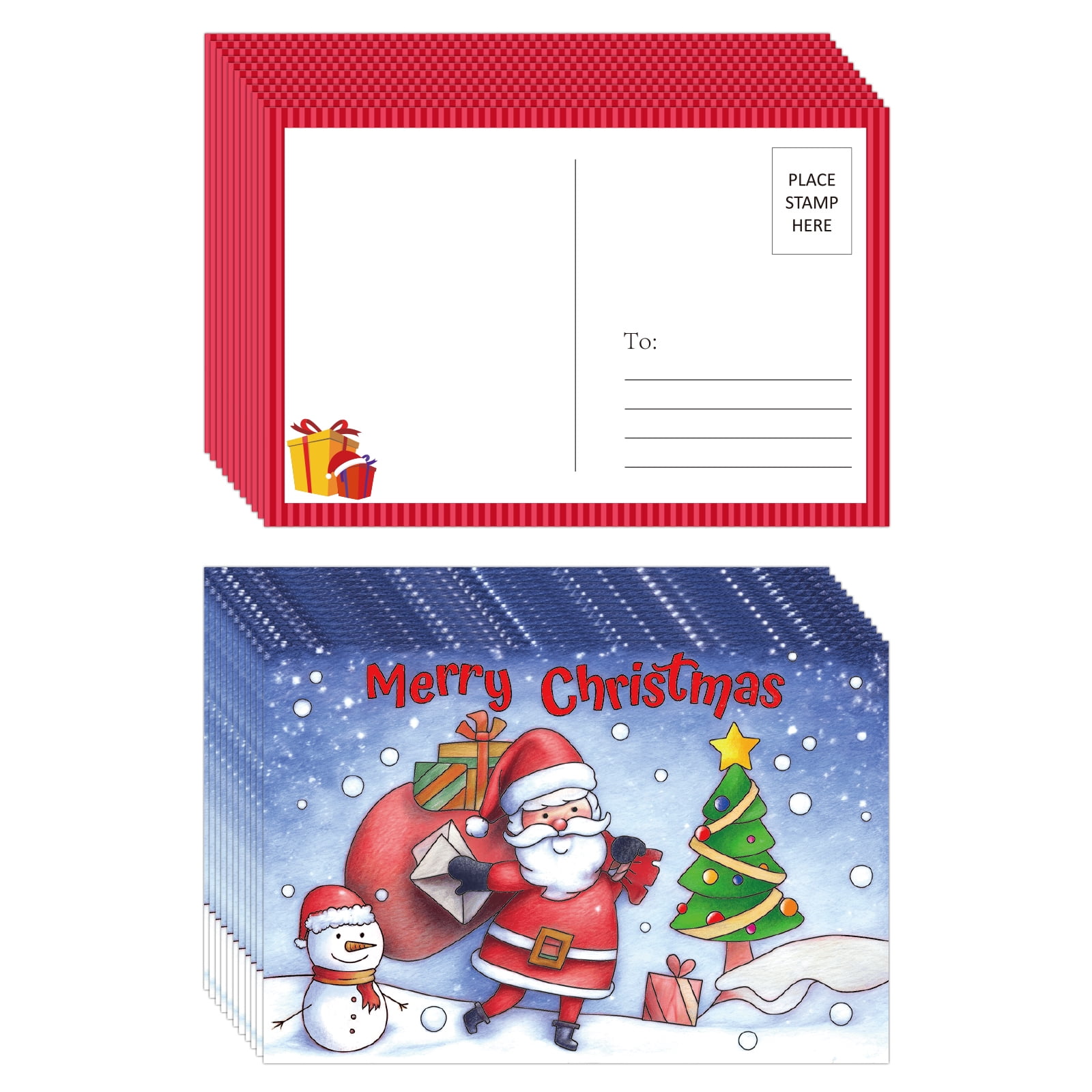 WaaHome 36Pcs Christmas Color Your Own Postcards Coloring Santa Snowman Christmas Cards for Kids Merry Christmas Greeting Cards for Mailing Xmas Post Cards for Kids Family Friends Student Classroom