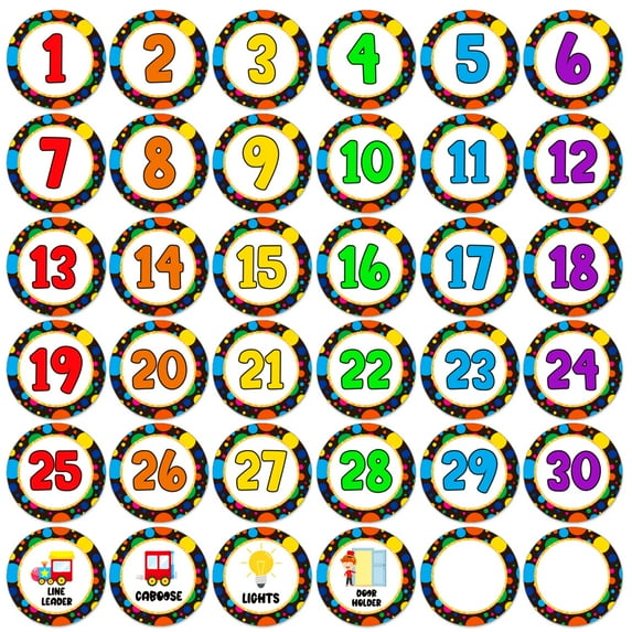 WaaHome 36Pcs Line Up Spots Dots for Classroom Floor,4" Number Spot Markers and Labels,Classroom Line-up Spots Stickers,Number Spot Helpers Colorful Markers