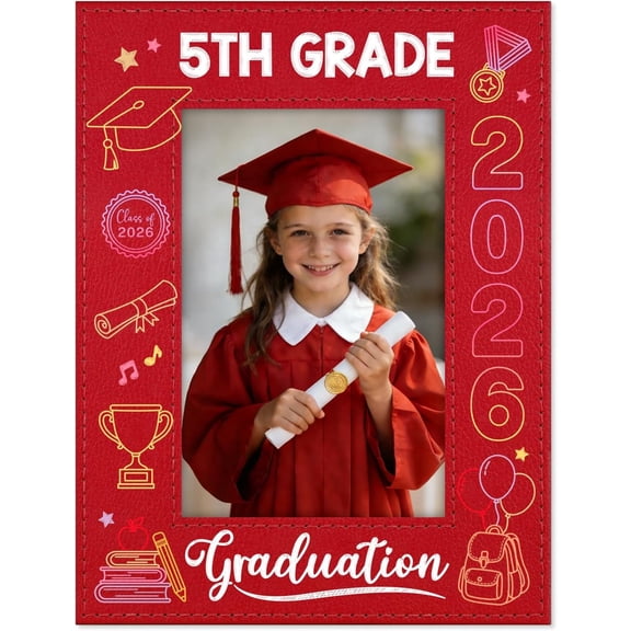 WaaHome 5th Grade Graduation Gifts - 5th Grade Graduation Picture Frame 2026 Red Fifth Grads Keepsake Photo Frame for Kids Boys Girls Son Daughter Class of 2026 Gifts for Elementary School