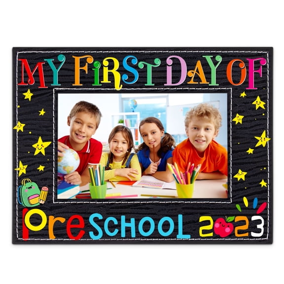 Waahome 8.3"x6.3" First Day of School Picture Frame, Chalkboard Style Photo Frame for Preschool & Kindergarten, Back to School Keepsake
