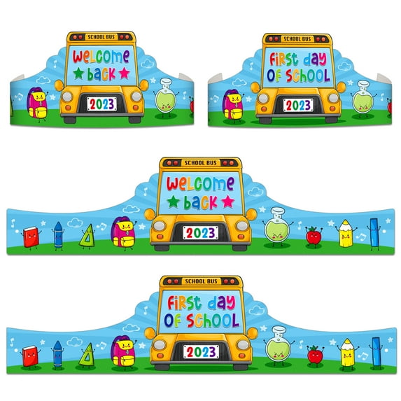 WaaHome Back to School Crown Craft Kits for Kids 24pcs First Day of School Party Hats with Elastic Welcome Back Paper Party Hats for Classroom Preschool Kindergarten Game Activities Party Supplies