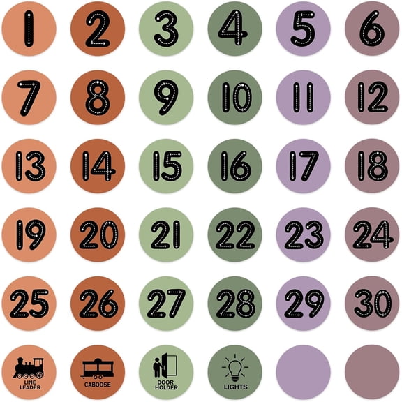 WaaHome Boho Floor Numbers for Classroom Lining Up - 36PCS Line Up Spots for Classroom Floor Waterproof Number Stickers Labels for Preschool Kindergarten Elementary Homeschool Organization Lockers