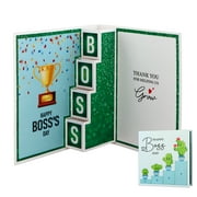 WaaHome Boss Day Card for Men - 3D Pop Up Boss Day Gifts Cards with Envelope National Bosses Day Appreciation Card Boss Christmas Birthday Gift Ideas for Male Boss from Employee