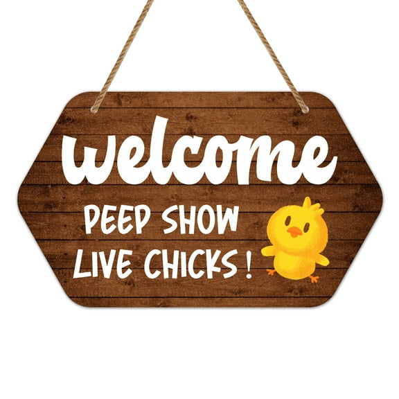 WaaHome Chicken Coop Signs 6.7"x11.5"Funny Welcome Peep Show Live Chicks Sign,Chicken Coop Accessories Sign,Farmhouse Chicken Signs for Coop Outdoor Hen House Farm Home Rooster Gamefowl Barn Decor