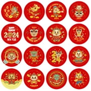 WaaHome Chinese New Year Stickers 2024 Year of The Dragon Stickers 112 Pcs 0.8 in Round Candy Stickers for Chocolate for Kids Envelope Stickers Lunar New Year Decorations 2024 Party Favor Supplies