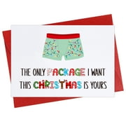 WaaHome Christmas Funny Card for Boyfriend Husband Him Xmas Themed Holiday Love Card Merry Christmas Greeting Gift Cards with Envelope Individual Christmas Gifts Cards The Only Package I Want Is Yours