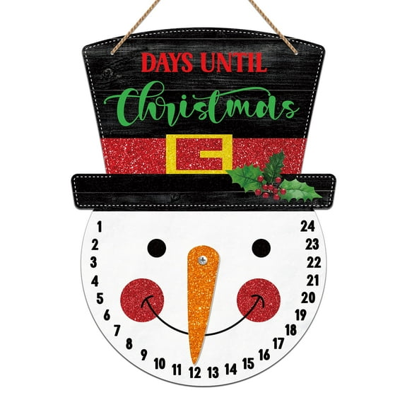 WaaHome Christmas Snowman Advent Calendar 2025 Christmas Decorations Welcome Sign Christmas Countdown Calendar Days Until Christmas Countdown Hanging Sign Wreath for Front Door Home Wall Decorations