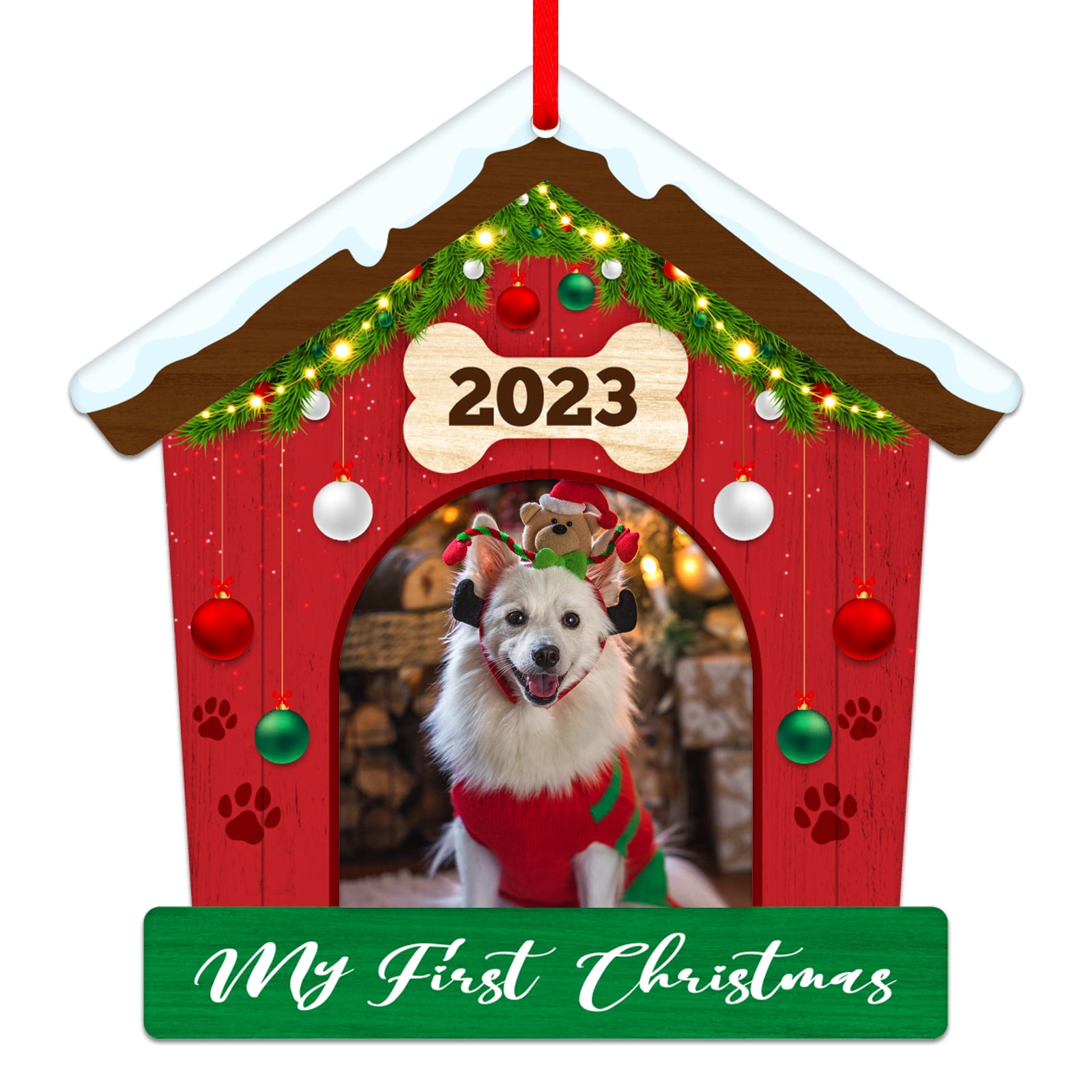 WaaHome Dog Picture Frame Christmas Ornaments 2023 Personalized Dog