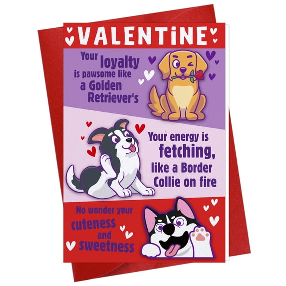 WaaHome Dog Valentines Day Card for Him Golden Retriever Valentines Day Gifts Card for Men Funny Dog Valentine's Gift Cards for Husband Happy Valentines Day Greeting Cards with Envelope for Kids Boys