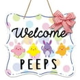 thumbnail image 1 of WaaHome Easter Door Decorations Watercolor Welcome Peeps Door Sign Welcome Wreath for Front Door Bunny Easter Door Hanger for Home Window Wall Indoor Outdoor Spring Decor, 1 of 8