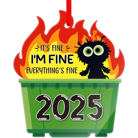 WaaHome Green Dumpster Fire Christmas Ornament - Funny Ornaments Hanging Decorations Acrylic Novelty Hilarious Ornaments 2025 Keepsake Gifts for Family Friends Coworker