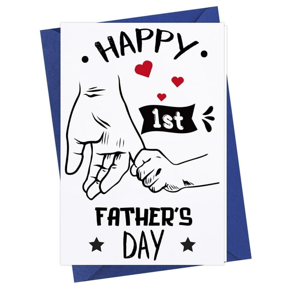 WaaHome First Fathers Day Cards - Happy First Father's Day Gifts Card with Envelope First Time Dad Fathers Day Gift for New Dad from Wife Baby Girl Boy