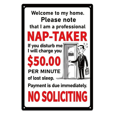 WaaHome Funny No Soliciting Signs No Trespassing Metal Sign No Soliciting Yard Sign Humorous House Office Decor Private Property Hanging Signs Acrylic No Soliciting Door Sign for House 8X12Inch