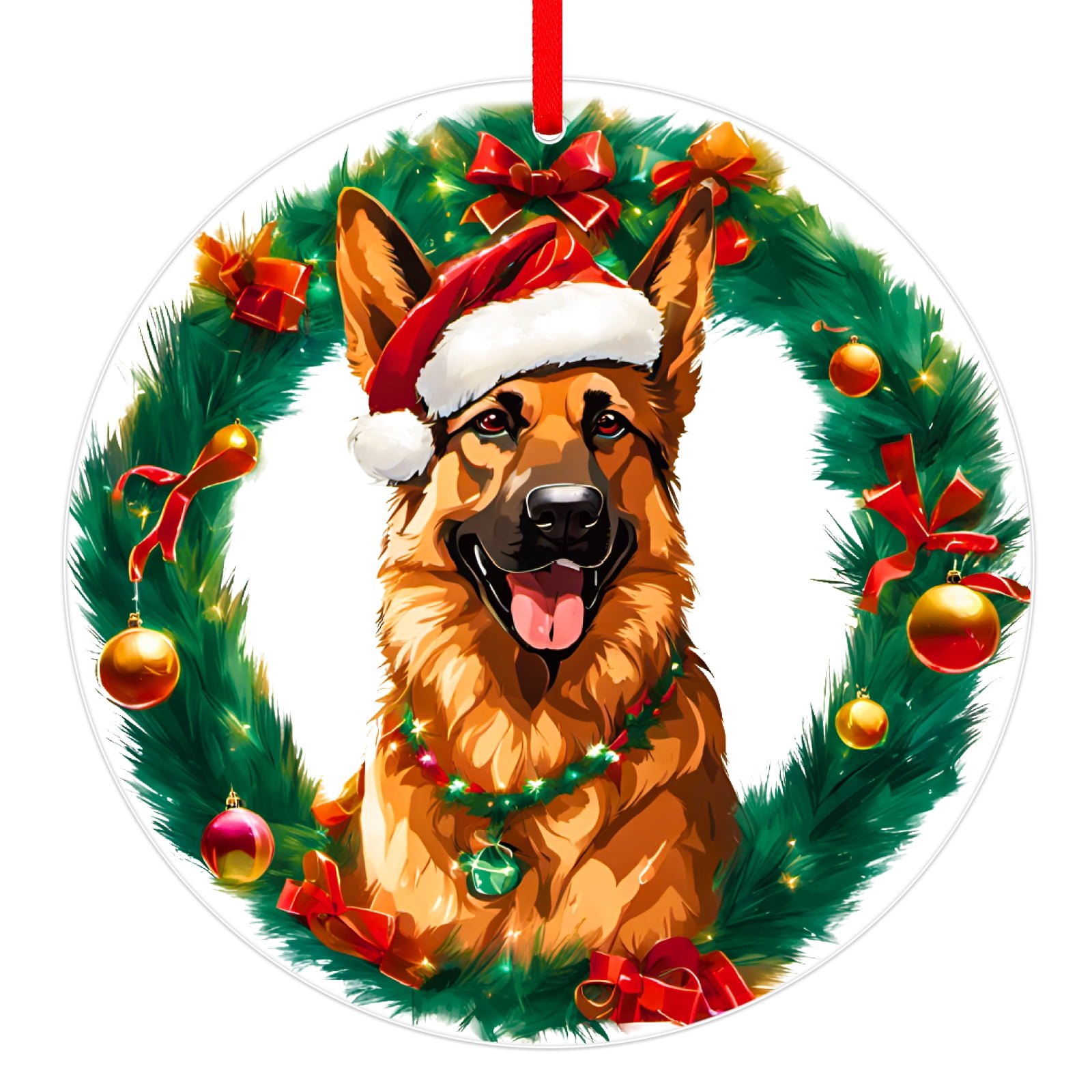 WaaHome German Shepherd Christmas Ornaments Dog Wear Santa Hat