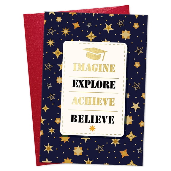 WaaHome Graduation Card for Him Her - Funny 2025 High School and College Graduation Gifts Card - Congratulation Cards for Son Daughter Grandsons Granddaughter - Explore Achieve